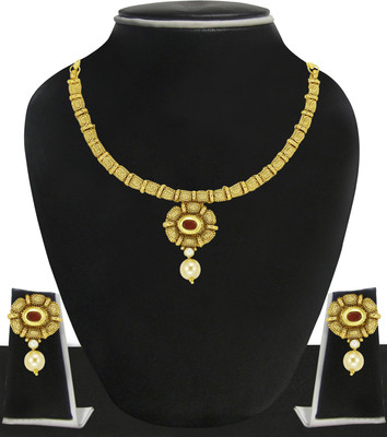 

Zaveri Pearls Zinc Jewel Set(Gold)