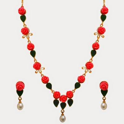 

Nisa Pearls & Jewellery Mother of Pearl Jewel Set(Pink, Green)