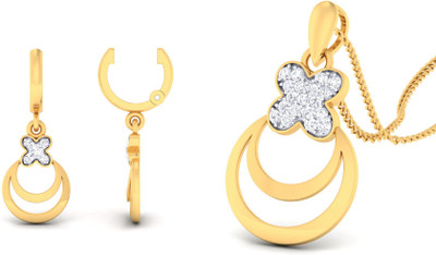 

Jisha Yellow Gold 18kt Diamond Earring & Pendant Set
