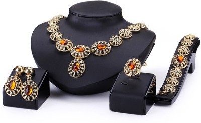 Silver Shoppee Alloy Gold-plated Brown, Gold Jewellery Set(Pack of 1)