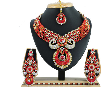 VATSALYA creation Alloy Gold-plated Red Jewellery Set(Pack of 1)