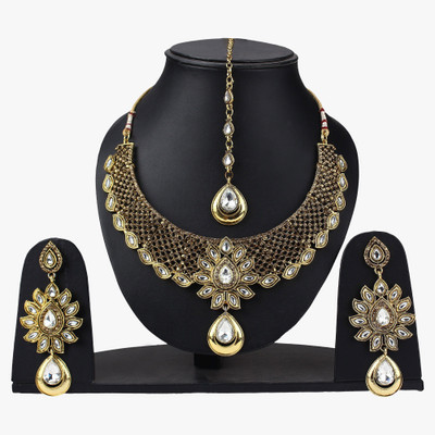 

Pink Rose Alloy Jewel Set(Brown)