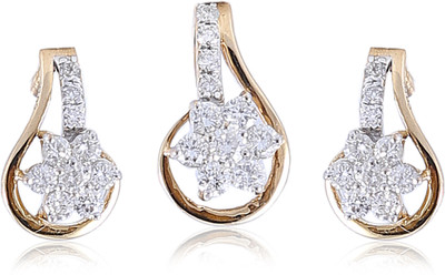 

Jisha Yellow Gold 18kt Diamond Earring & Pendant Set