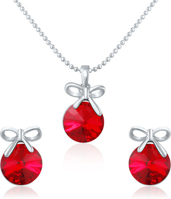 mahi Brass, Alloy Rhodium Red Jewellery Set(Pack of 1)