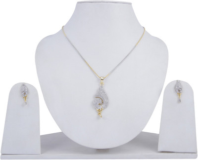 Pink Rose Alloy Jewel Set(White, Gold)