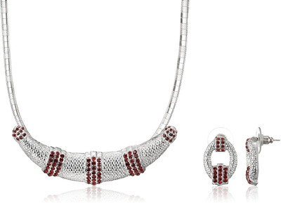 mahi Brass, Alloy Rhodium Red Jewellery Set(Pack of 1)
