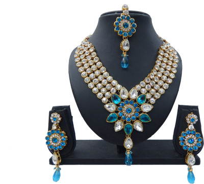 

Shree Bhawani Art Jewellery Alloy Jewel Set(Blue)