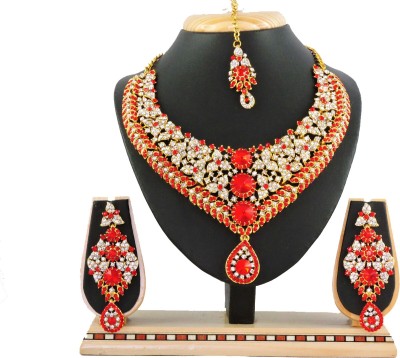 VATSALYA creation Alloy Gold-plated Red Jewellery Set(Pack of 1)