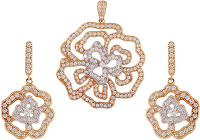 

ZKD Jewels Yellow Gold 18kt Cubic Zirconia Earring & Pendant Set