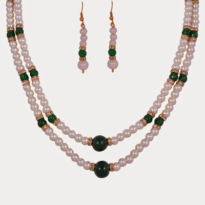 

Nisa Pearls & Jewellery Alloy Jewel Set(White, Green)