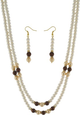 

Nisa Pearls & Jewellery Plastic Jewel Set(White, Brown)