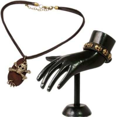 

VR Designers Metal, Leather Jewel Set(Black, Brown, Gold)