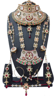 

Shree Bhawani Art Jewellery Alloy Jewel Set(Maroon, Green)