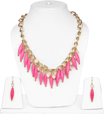 Johareez Alloy Gold-plated Pink Jewellery Set(Pack of 1)