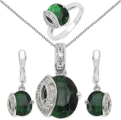 

Johareez Sterling Silver Jewel Set(Green)