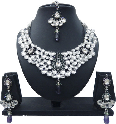 

Shree Bhawani Art Jewellery Alloy Jewel Set(Purple, Green)