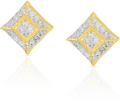 mahi Square Shine Cubic Zirconia Alloy, Brass Stud Earring