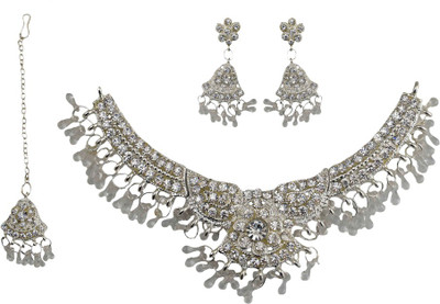 

Taj Pearl Alloy Jewel Set(Silver)