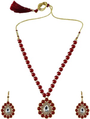 Vidhya Kangan Brass Gold-plated Red Jewellery Set(Pack of 3)