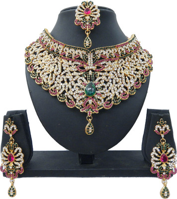

Shree Bhawani Art Jewellery Alloy Jewel Set(Pink, Green)