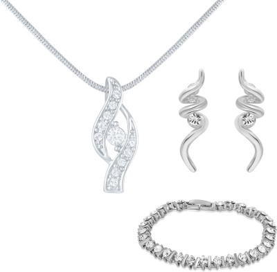 mahi Alloy Rhodium Silver, White Jewellery Set(Pack of 1)