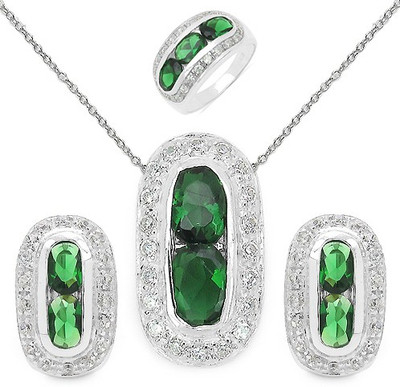 Johareez Sterling Silver Jewel Set(Green)