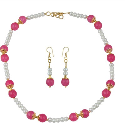 Pearlz Ocean Alloy Gold-plated Pink, White Jewellery Set(Pack of 1)