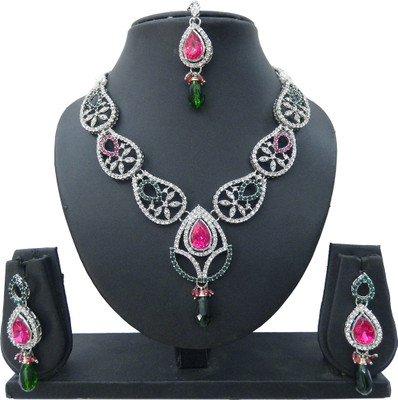 

Shree Bhawani Art Jewellery Alloy Jewel Set(Pink, Green)