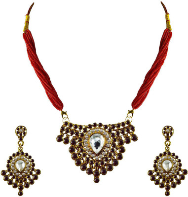 Vidhya Kangan Brass Gold-plated Maroon Jewellery Set(Pack of 3)