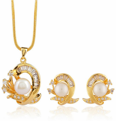 

Nisa Pearls & Jewellery Alloy Jewel Set(White)