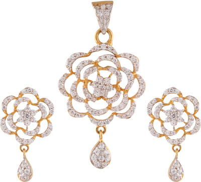 

ZKD Jewels Yellow Gold 18kt Cubic Zirconia Earring & Pendant Set