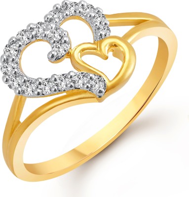 VIGHNAHARTA Couple Heart Alloy Cubic Zirconia Yellow Gold Plated Ring