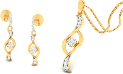 

Jisha Yellow Gold 18kt Diamond Earring & Pendant Set