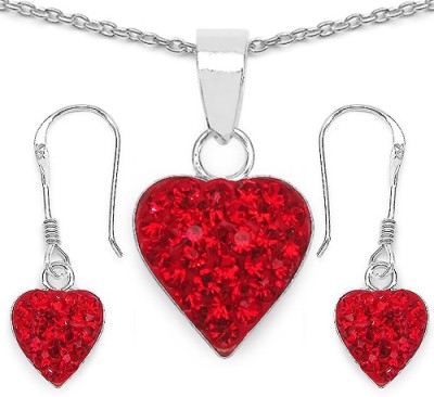 Johareez Sterling Silver Red Jewellery Set(Pack of 1)