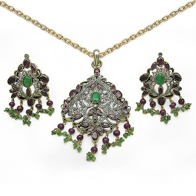 

Johareez Silver Jewel Set(Green)