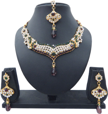 

Shree Bhawani Art Jewellery Alloy Jewel Set(Purple, Green)