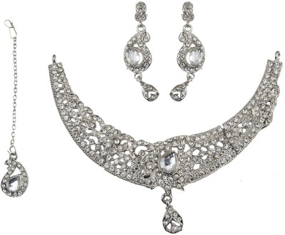 

Taj Pearl Alloy Jewel Set(Silver)