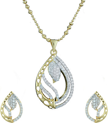 mahi Alloy Gold-plated White Jewellery Set(Pack of 1)