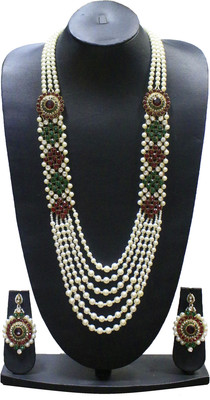 

Zaveri Pearls Zinc Jewel Set(Red, Green)