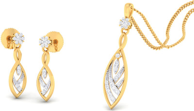 

Jisha Yellow Gold 18kt Diamond Earring & Pendant Set