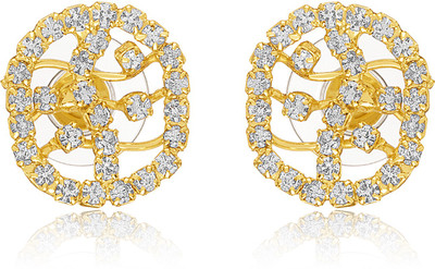 mahi Golden Mesh Crystal Alloy Stud Earring