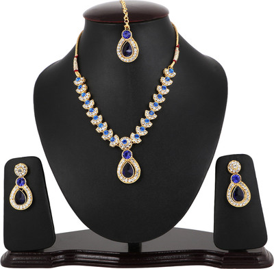 

Pink Rose Alloy Jewel Set(Blue, White)