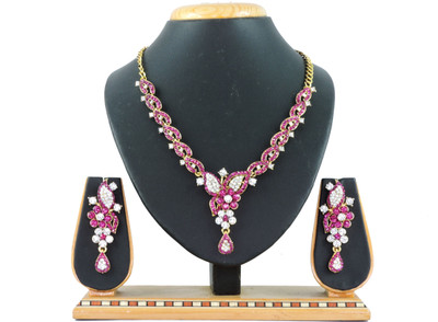 VATSALYA creation Alloy Gold-plated Pink Jewellery Set(Pack of 1)