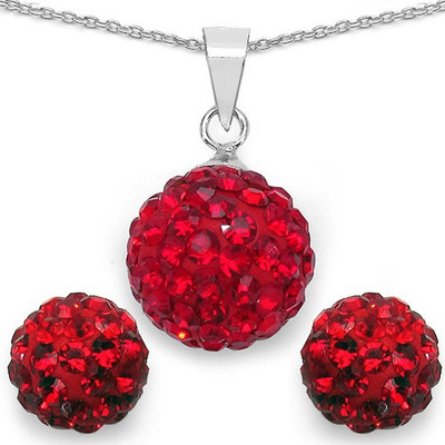 Johareez Sterling Silver Red Jewellery Set(Pack of 1)