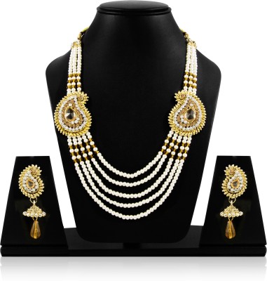 JEWELS GURU Alloy Gold-plated Gold, White Jewellery Set(Pack of 1)