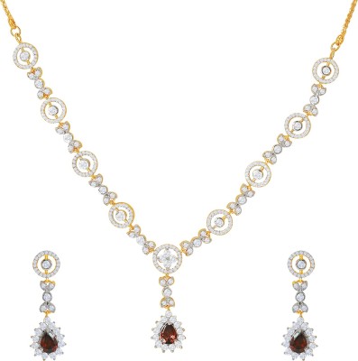 mahi Alloy Gold-plated Gold, White, Brown Jewellery Set(Pack of 1)