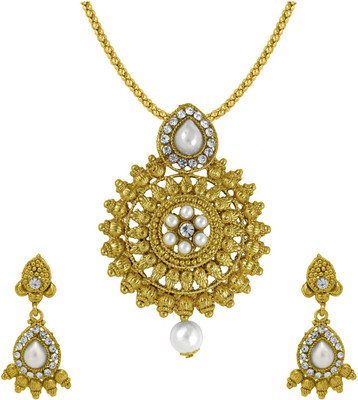 Om Jewells Alloy Gold-plated White, Gold Jewellery Set(Pack of 1)