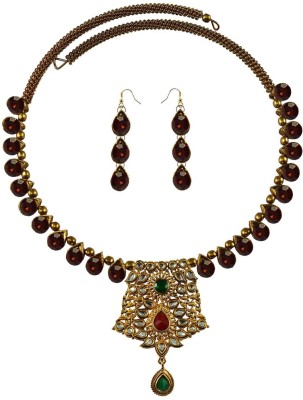 Vidhya Kangan Brass Gold-plated Maroon Jewellery Set(Pack of 3)