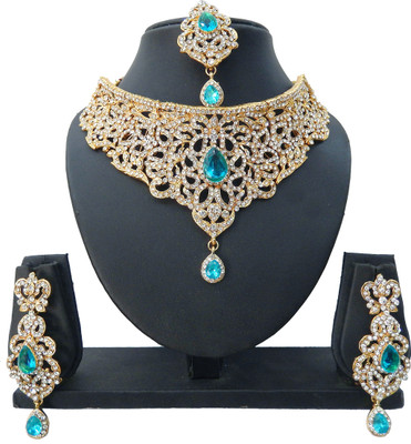 

Shree Bhawani Art Jewellery Alloy Jewel Set(Blue)