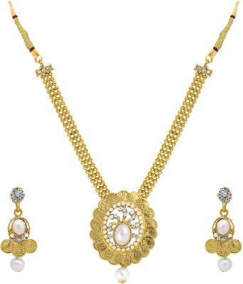 Om Jewells Alloy Gold-plated White, Gold Jewellery Set(Pack of 1)
